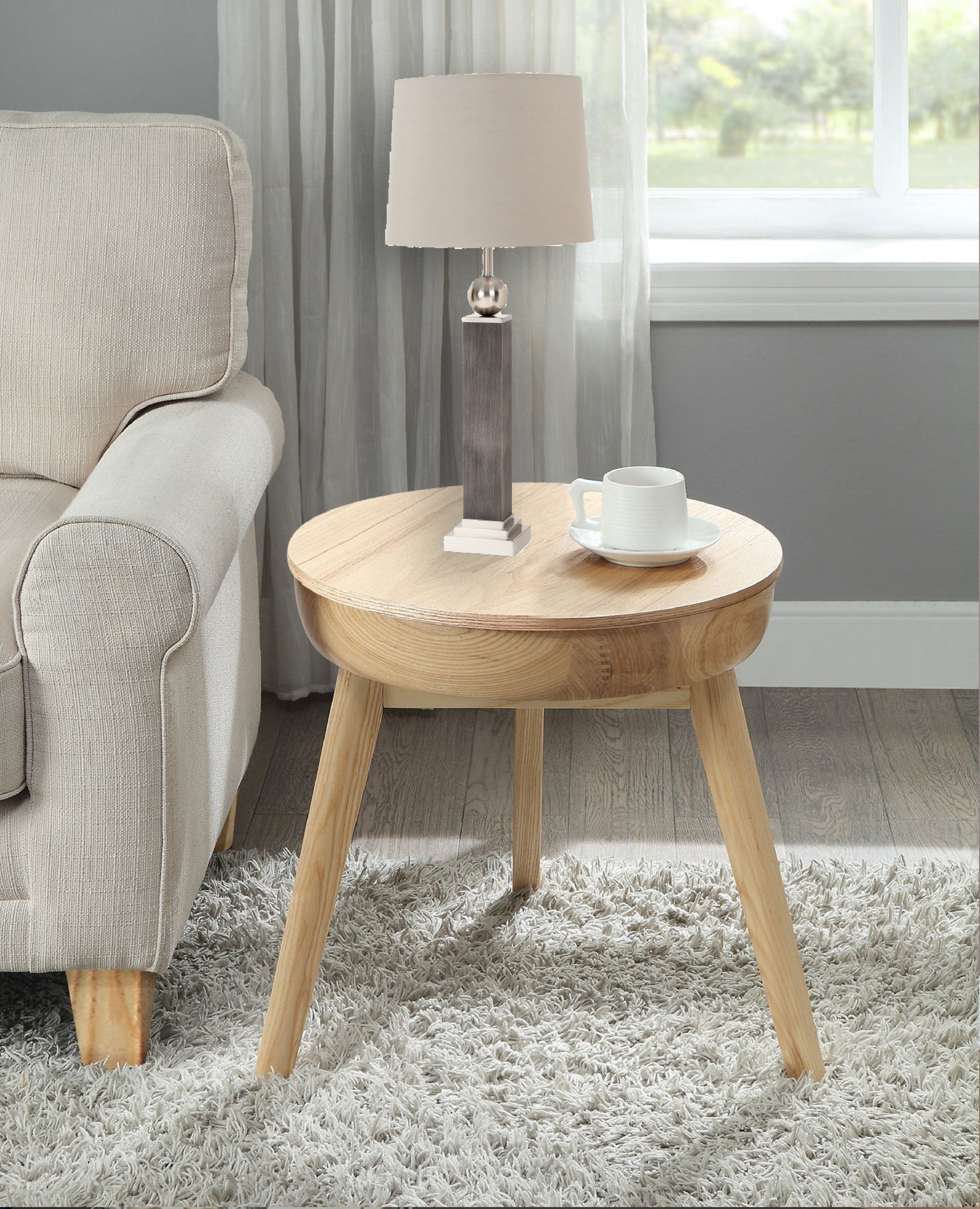 Set of Two Modern Distressed Gray and Silver Table Lamps-Table Lamps-DECOROLALA