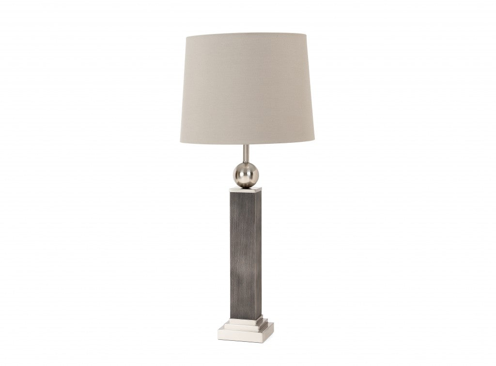 Set of Two Modern Distressed Gray and Silver Table Lamps-Table Lamps-DECOROLALA