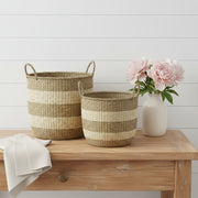 Set of Two Natural And Beige Wicker Basket-Organizers-DECOROLALA
