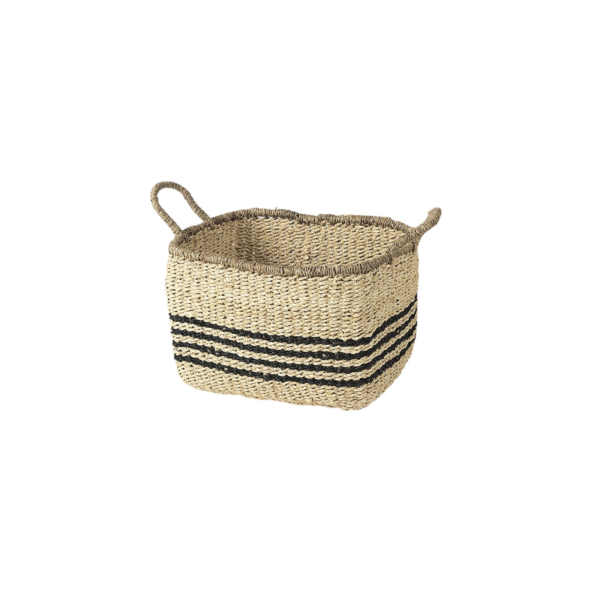 Set of Two Natural And Black Rattan Basket-Organizers-DECOROLALA