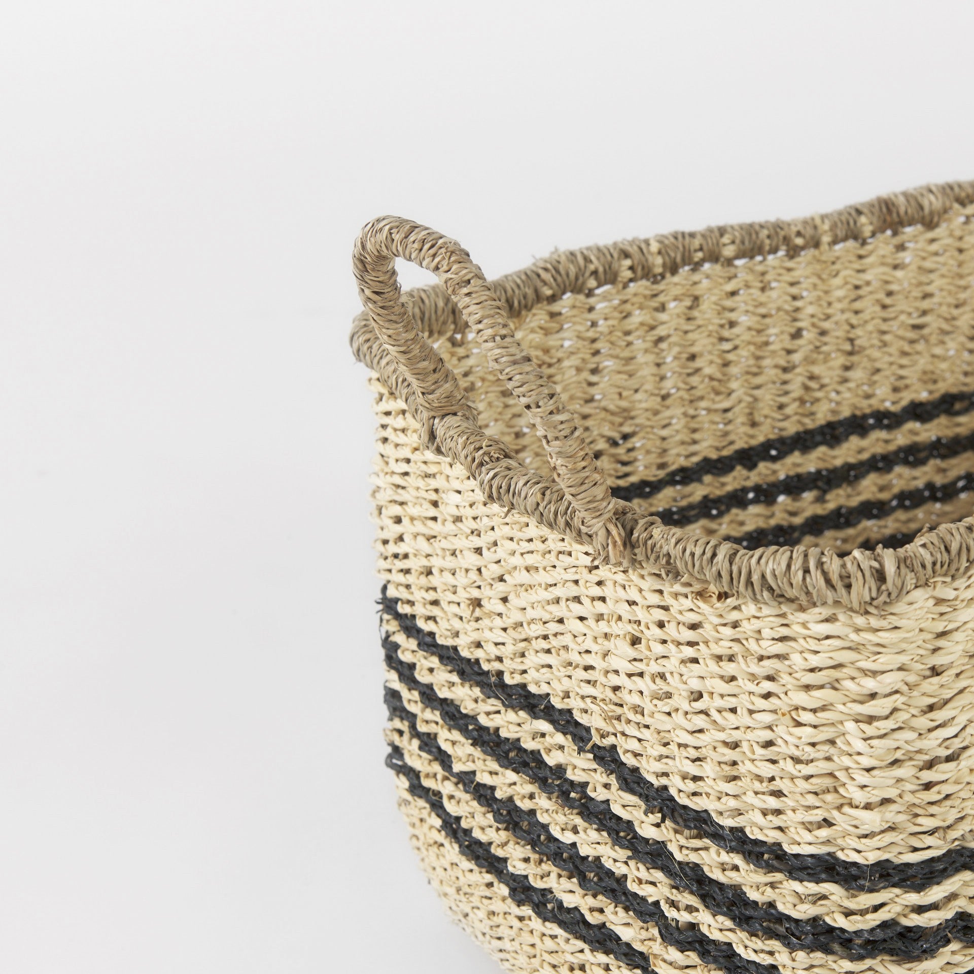 Set of Two Natural And Black Rattan Basket-Organizers-DECOROLALA
