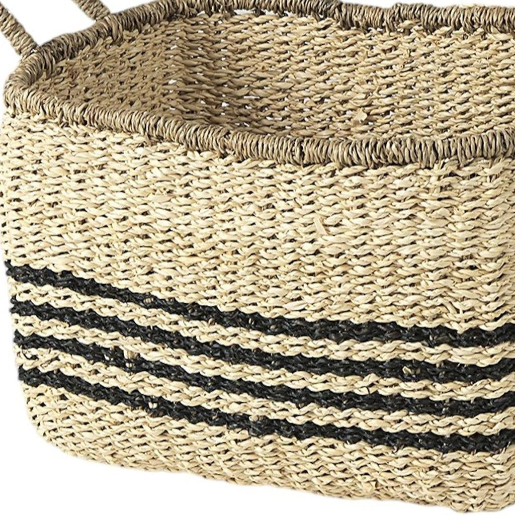 Set of Two Natural And Black Rattan Basket-Organizers-DECOROLALA