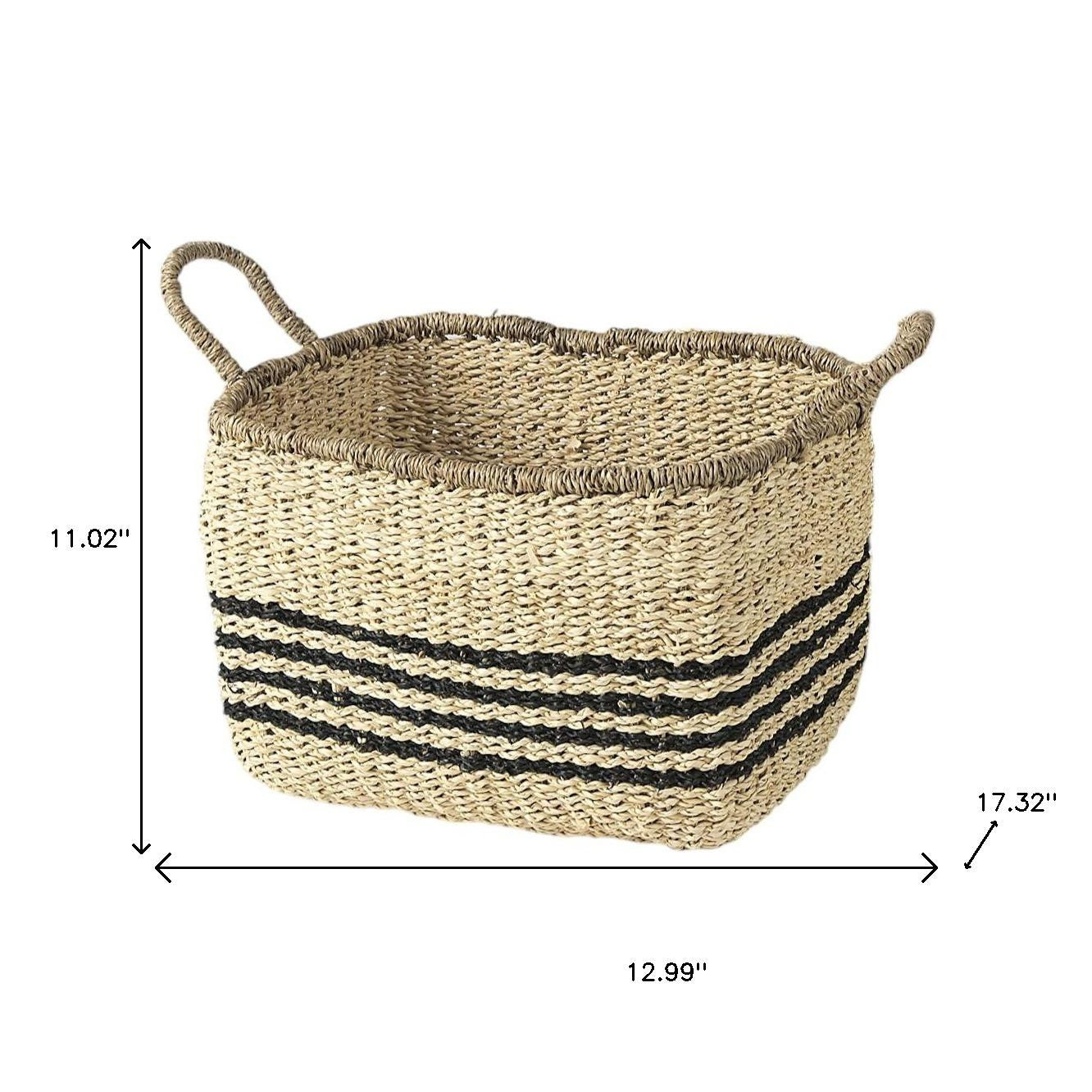 Set of Two Natural And Black Rattan Basket-Organizers-DECOROLALA