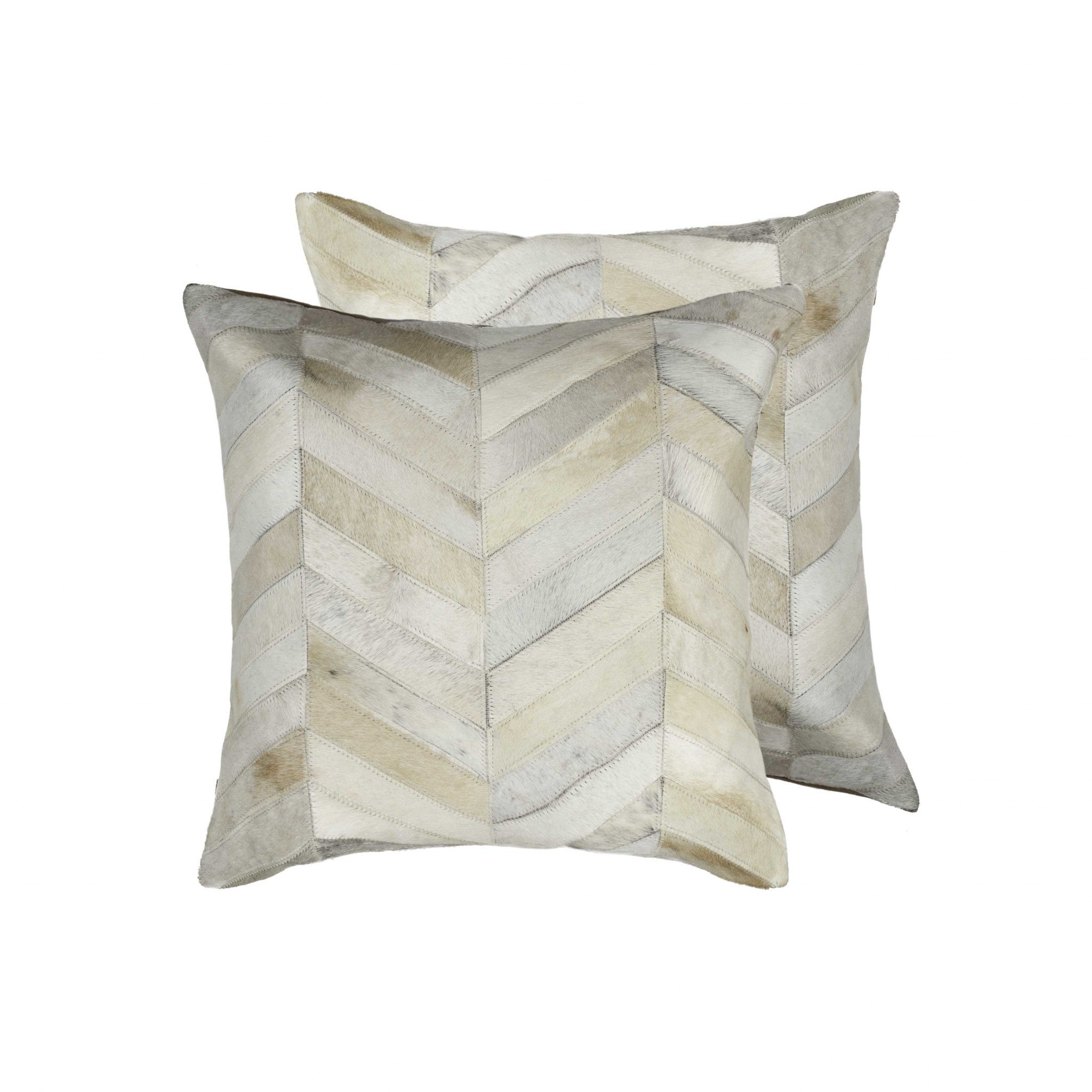 Set of Two Natural Cowhide Throw Pillow-Accent Throw Pillows-DECOROLALA