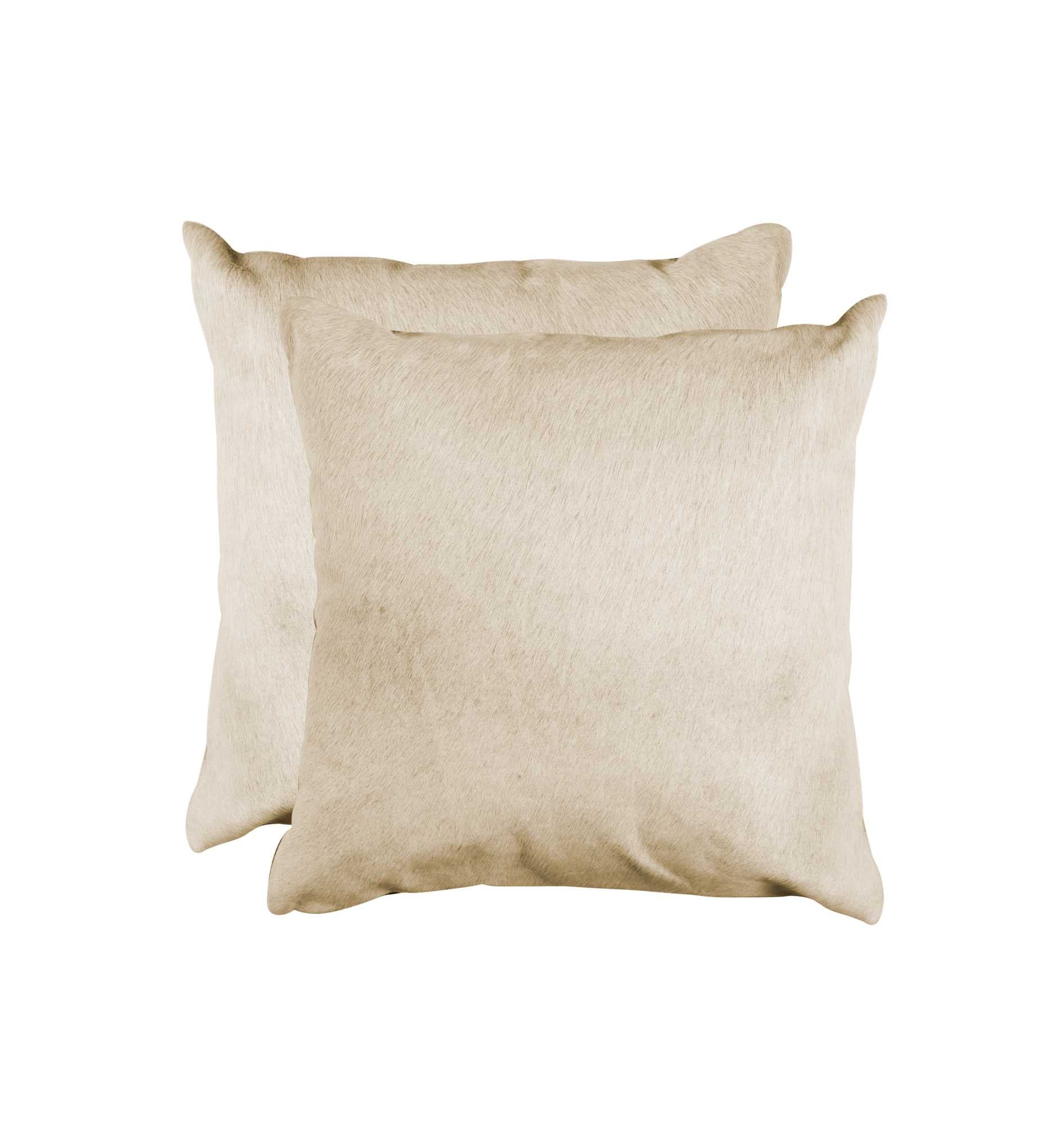 Set of Two Natural Cowhide Throw Pillow-Accent Throw Pillows-DECOROLALA