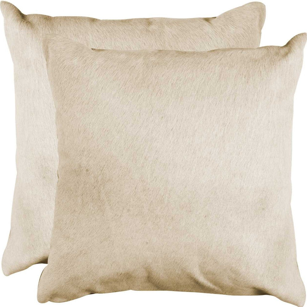 Set of Two Natural Cowhide Throw Pillow-Accent Throw Pillows-DECOROLALA