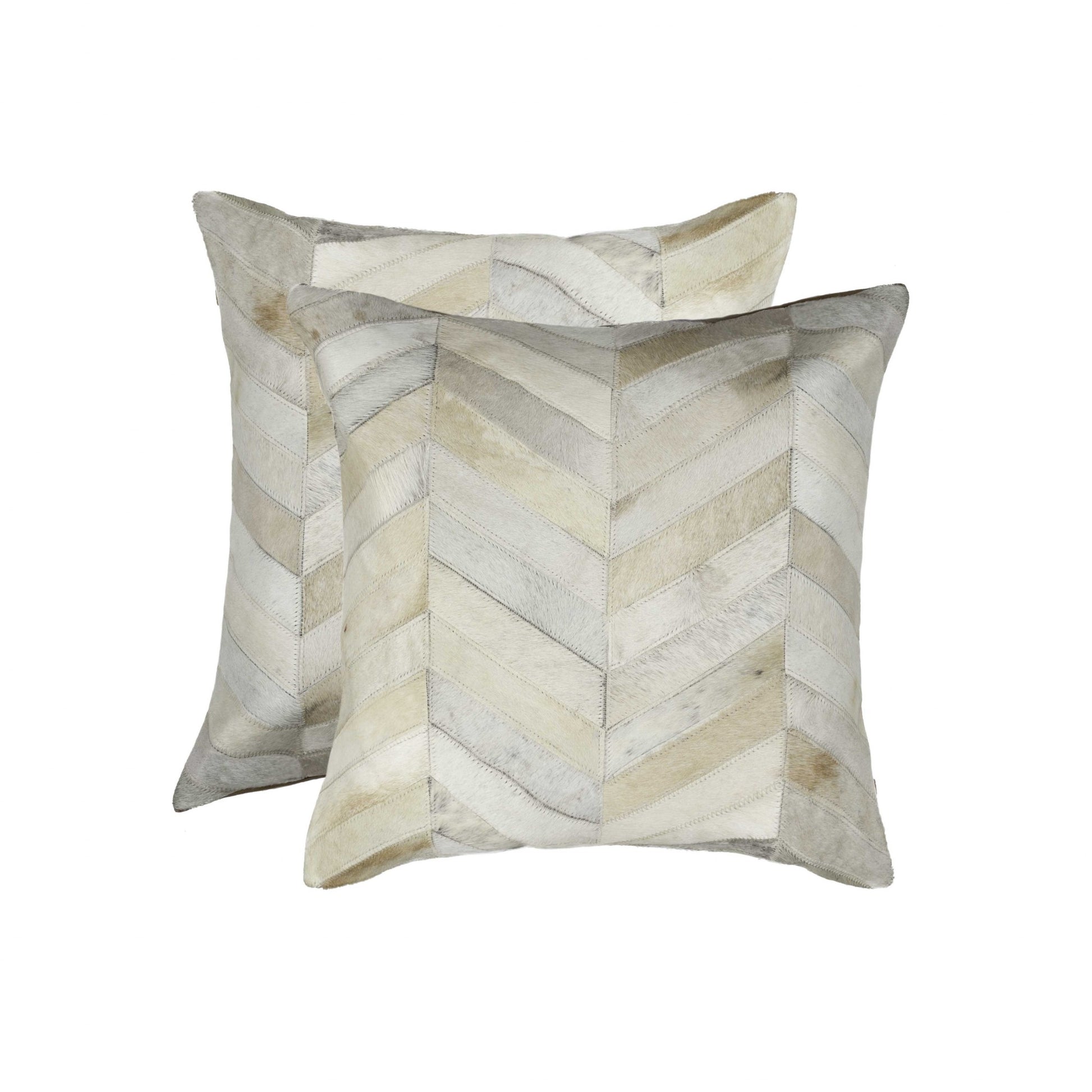 Set of Two Natural Cowhide Throw Pillow-Accent Throw Pillows-DECOROLALA