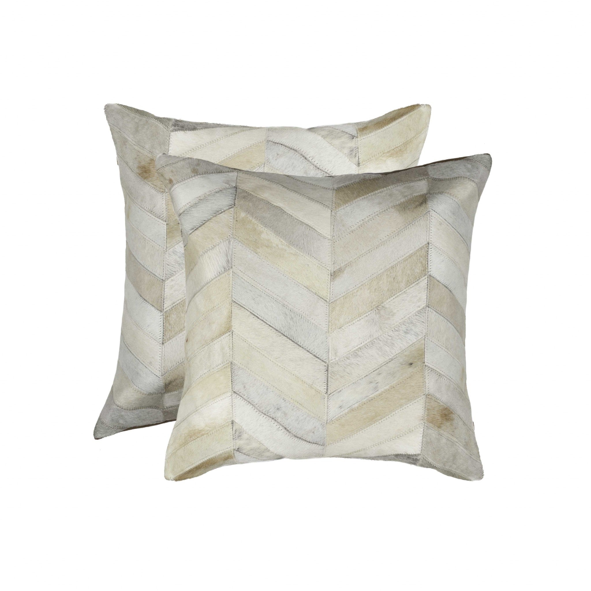 Set of Two Natural Cowhide Throw Pillow-Accent Throw Pillows-DECOROLALA
