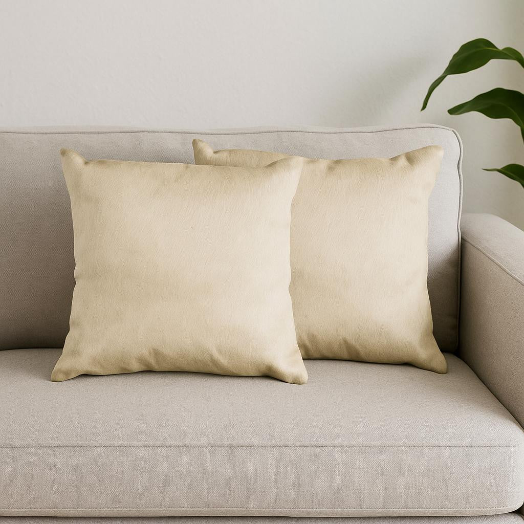 Set of Two Natural Cowhide Throw Pillow-Accent Throw Pillows-DECOROLALA