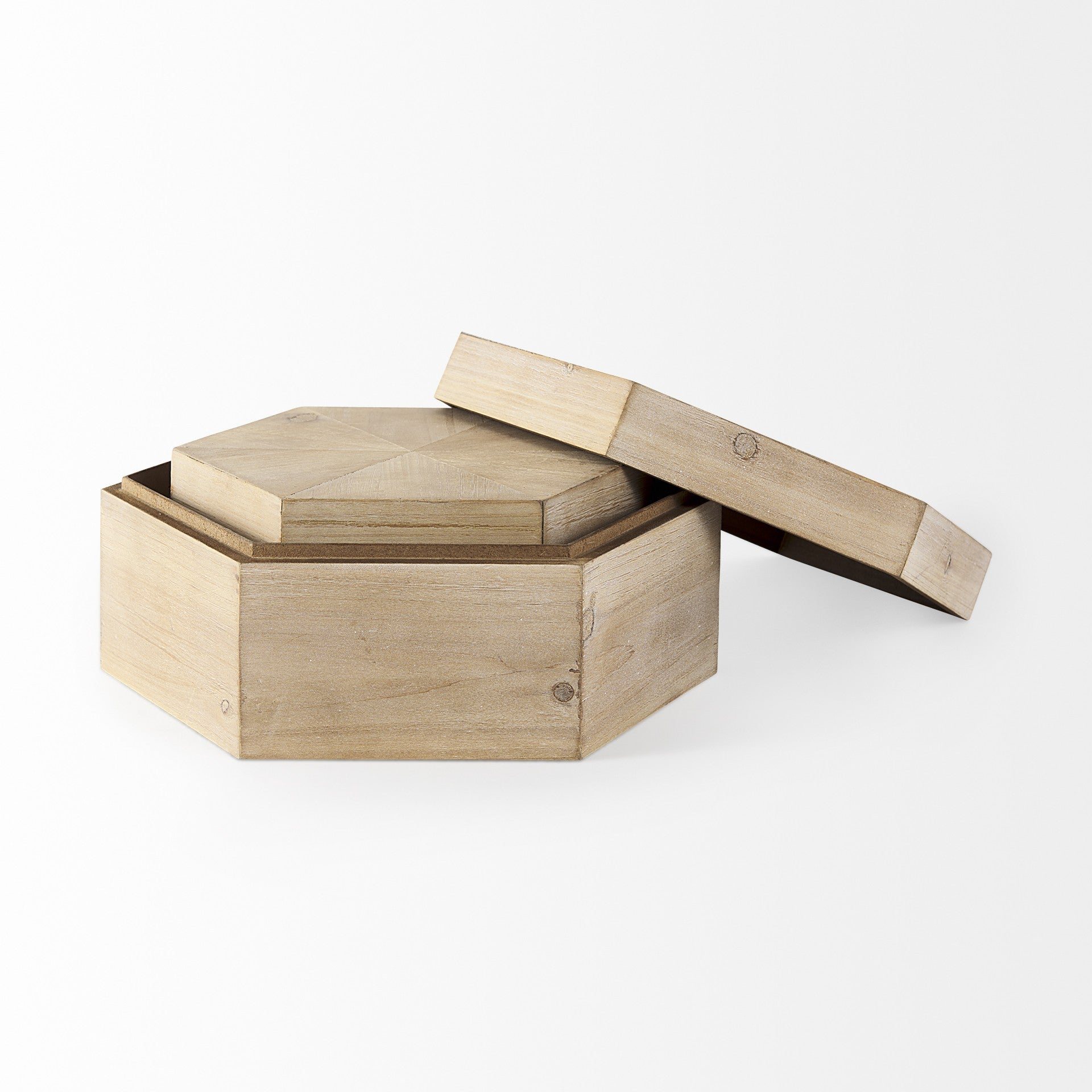 Set of Two Natural Solid Wood Box With Lid-Organizers-DECOROLALA