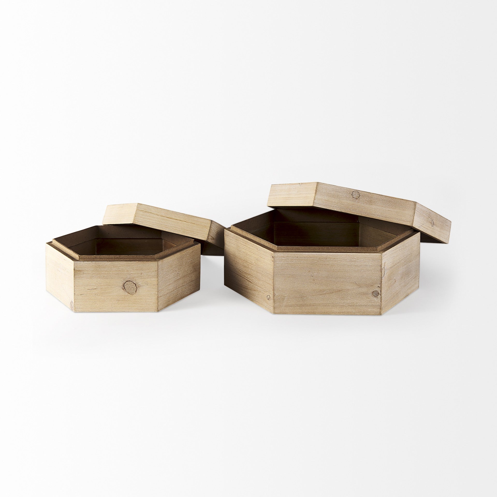 Set of Two Natural Solid Wood Box With Lid-Organizers-DECOROLALA