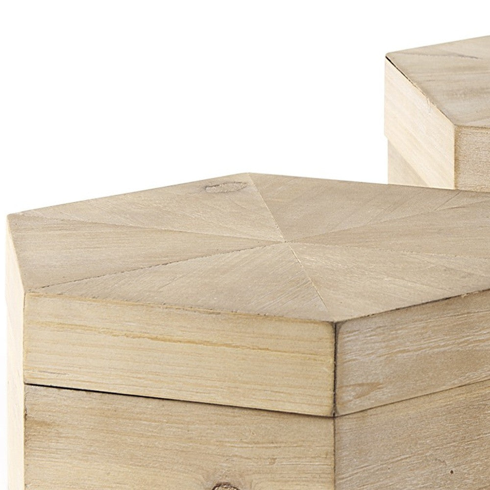 Set of Two Natural Solid Wood Box With Lid-Organizers-DECOROLALA