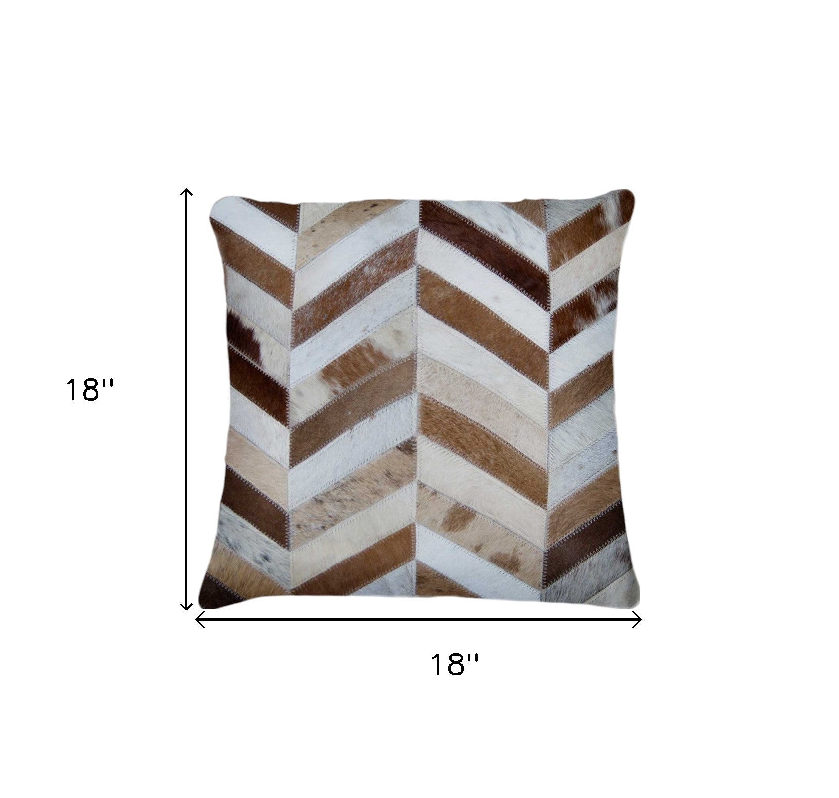 Set of Two Natural and Brown Chevron Cowhide Throw Pillows-Accent Throw Pillows-DECOROLALA