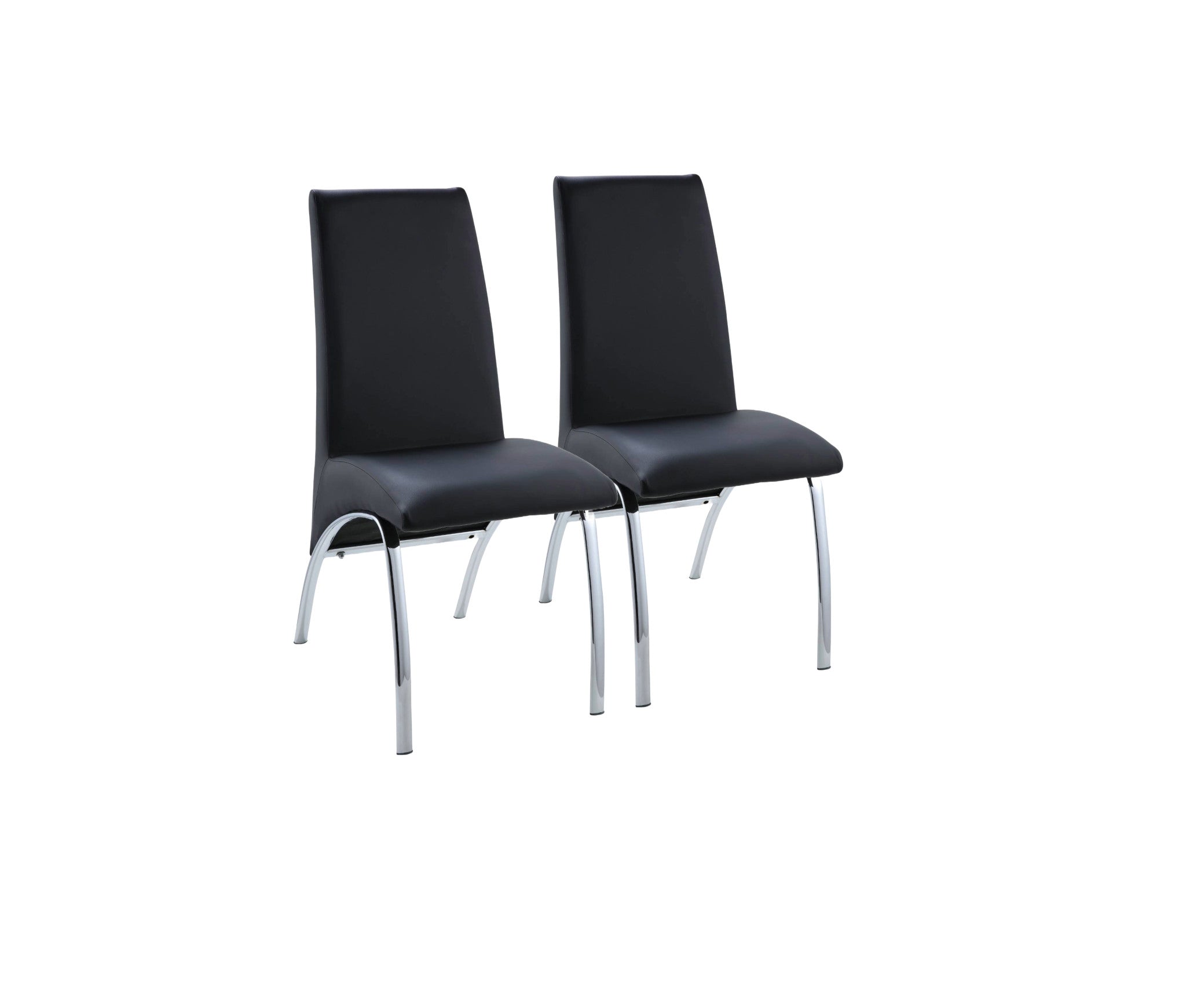 Set of Two Silver Upholstered Faux Leather Dining Side Chairs-Dining Chairs-DECOROLALA