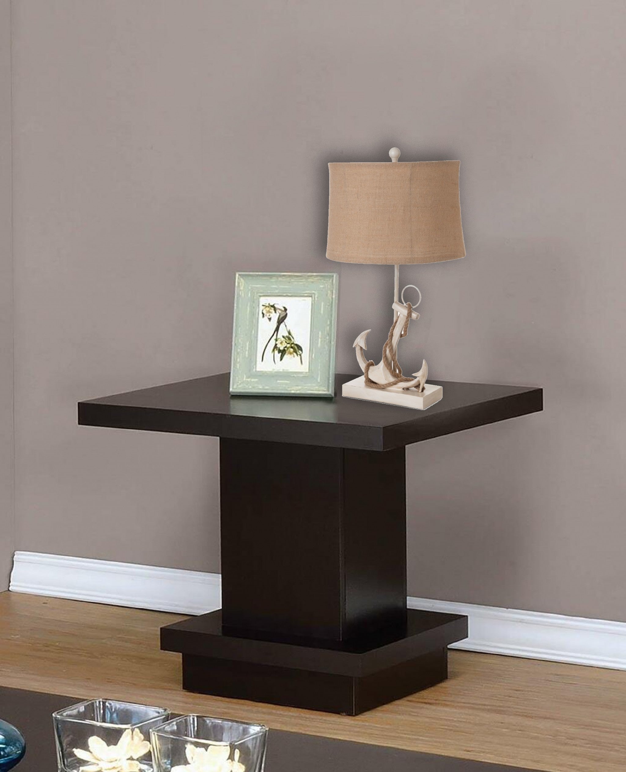 Set of Two Tan and White Anchor Table Lamps-Table Lamps-DECOROLALA