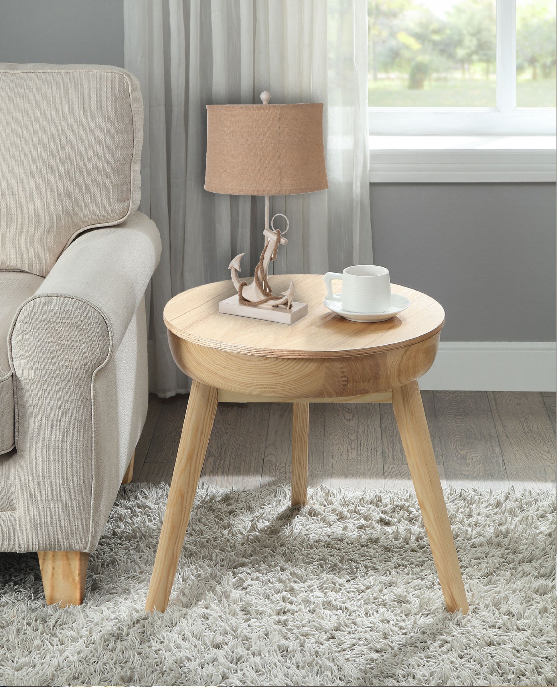 Set of Two Tan and White Anchor Table Lamps-Table Lamps-DECOROLALA