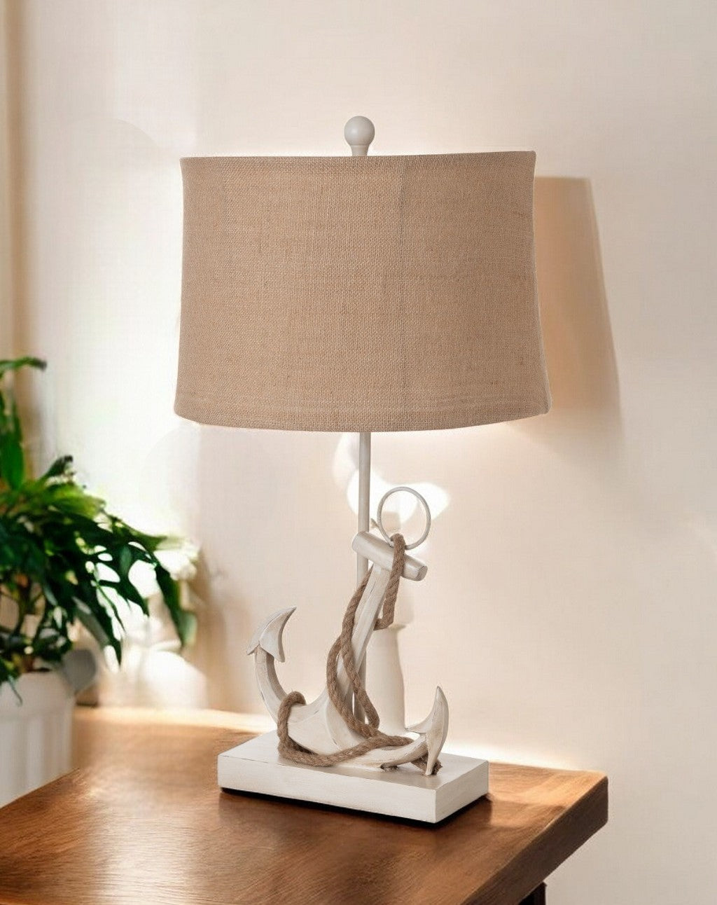 Set of Two Tan and White Anchor Table Lamps-Table Lamps-DECOROLALA