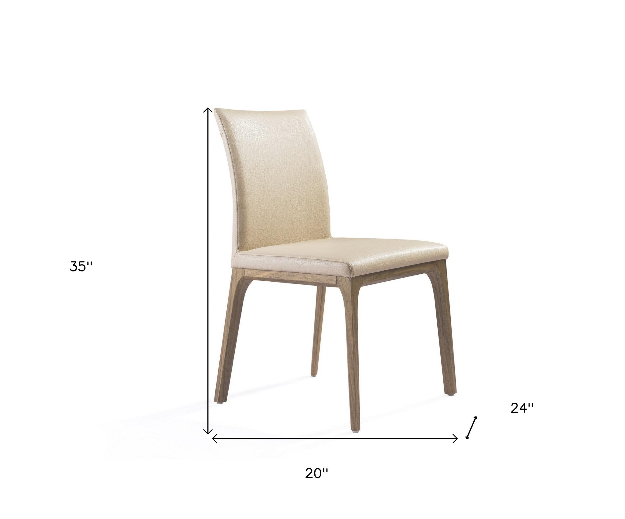 Set of Two Taupe and Brown Upholstered Faux Leather Dining Side Chairs-Dining Chairs-DECOROLALA