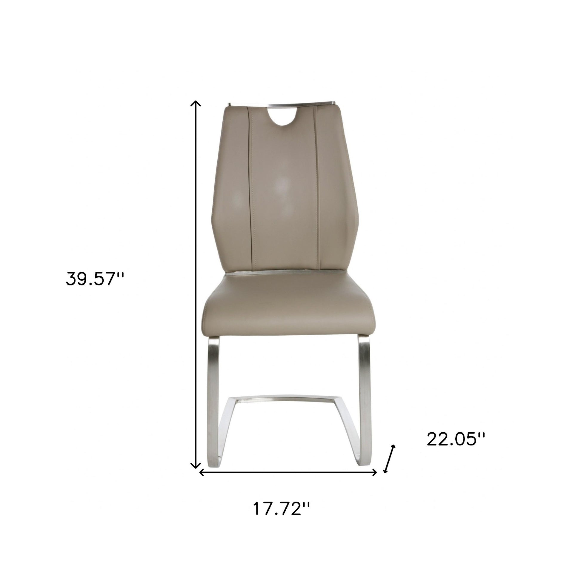 Set of Two Taupe and Silver Upholstered Leather Dining Side Chairs-Dining Chairs-DECOROLALA