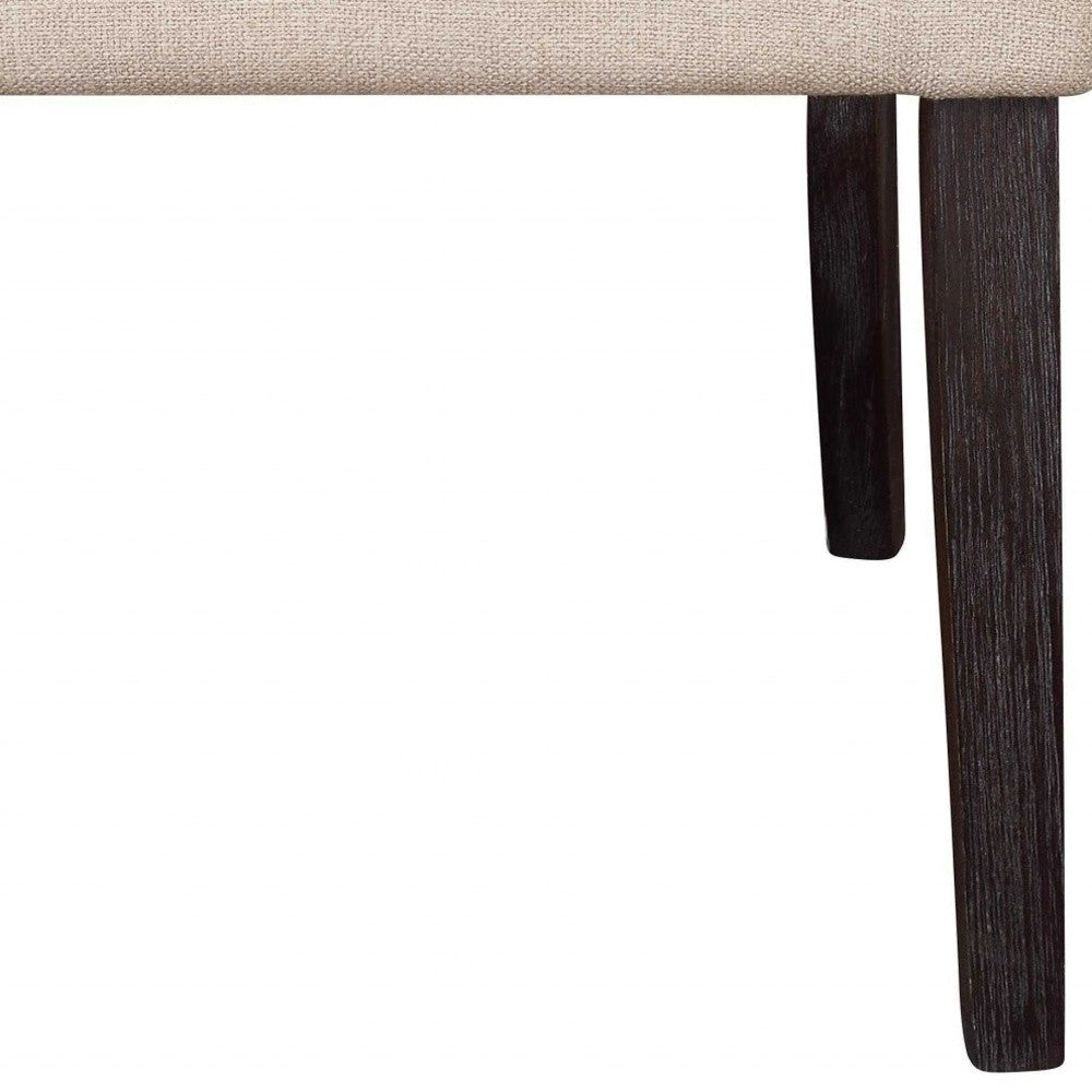 Set of Two Tufted Beige and Espresso Upholstered Linen Dining Side Chairs-Dining Chairs-DECOROLALA