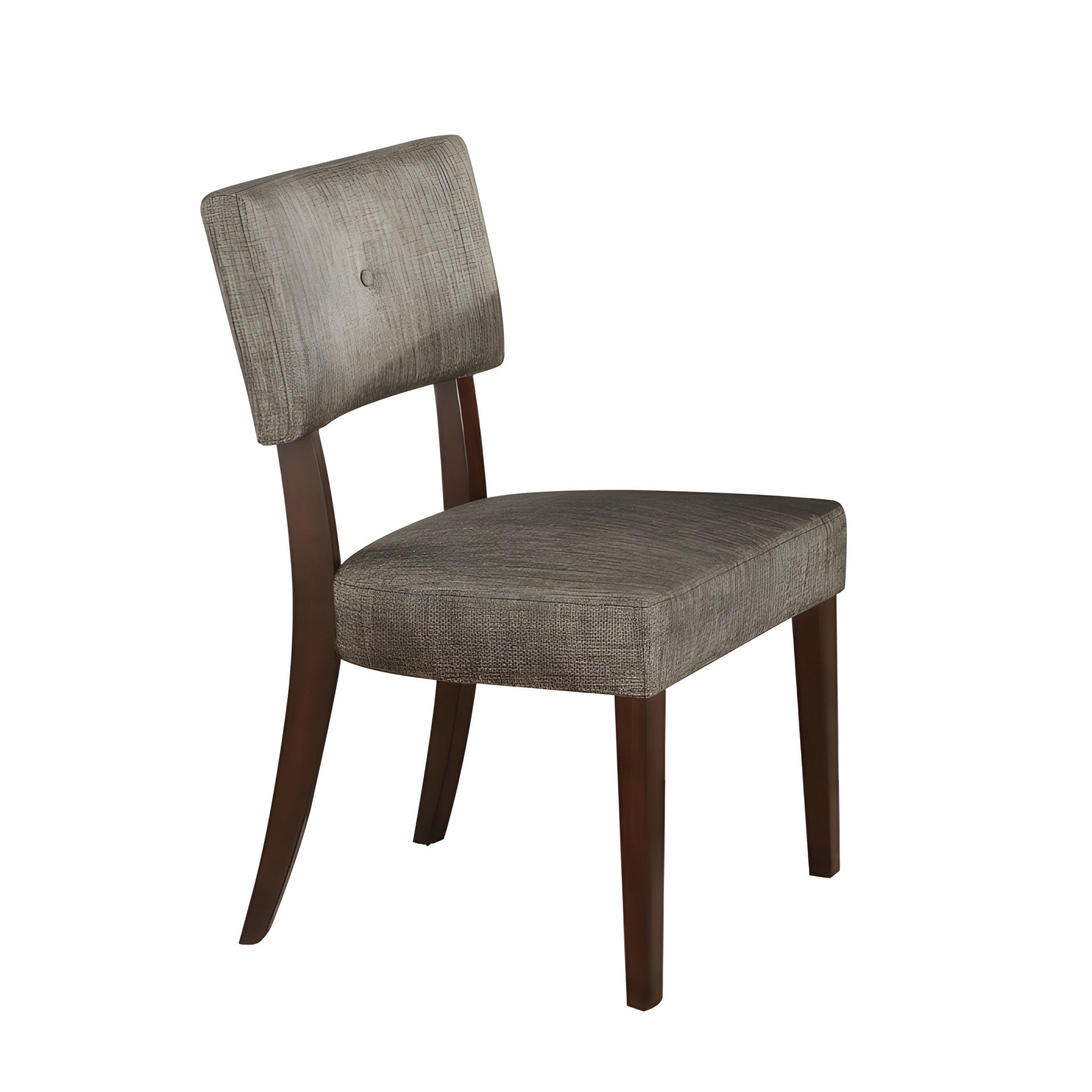 Set of Two Tufted Gray And Brown Upholstered Fabric Open Back Dining Side Chairs-Dining Chairs-DECOROLALA