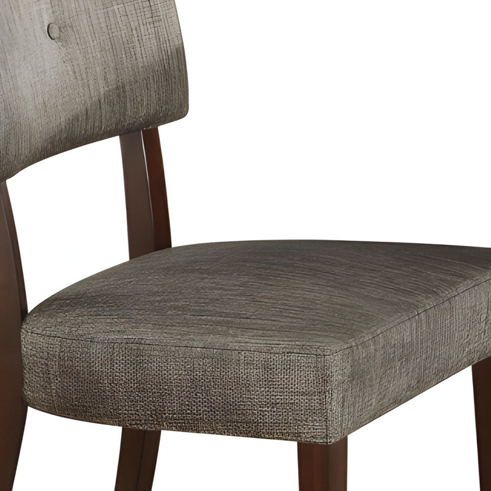Set of Two Tufted Gray And Brown Upholstered Fabric Open Back Dining Side Chairs-Dining Chairs-DECOROLALA