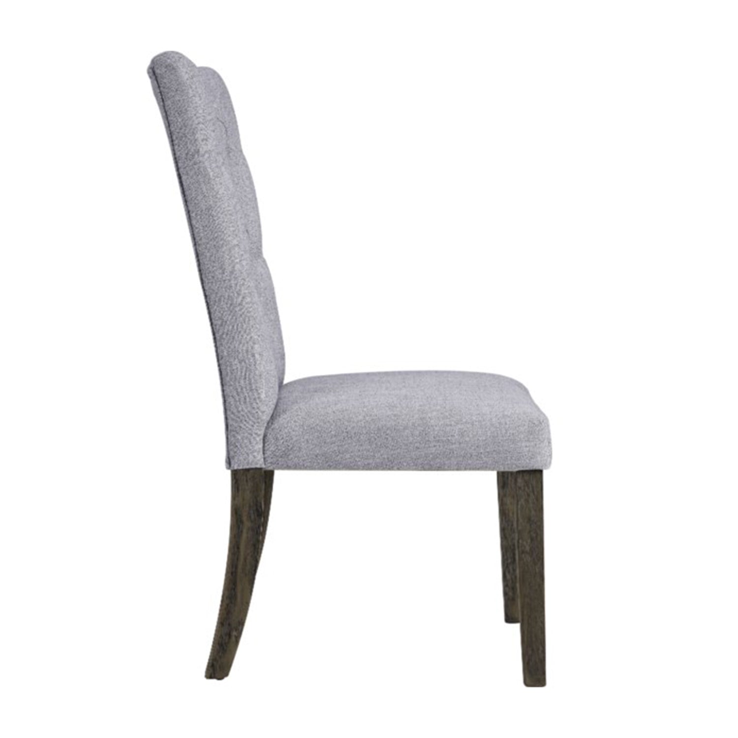 Set of Two Tufted Gray Upholstered Fabric Dining Side Chairs-Dining Chairs-DECOROLALA