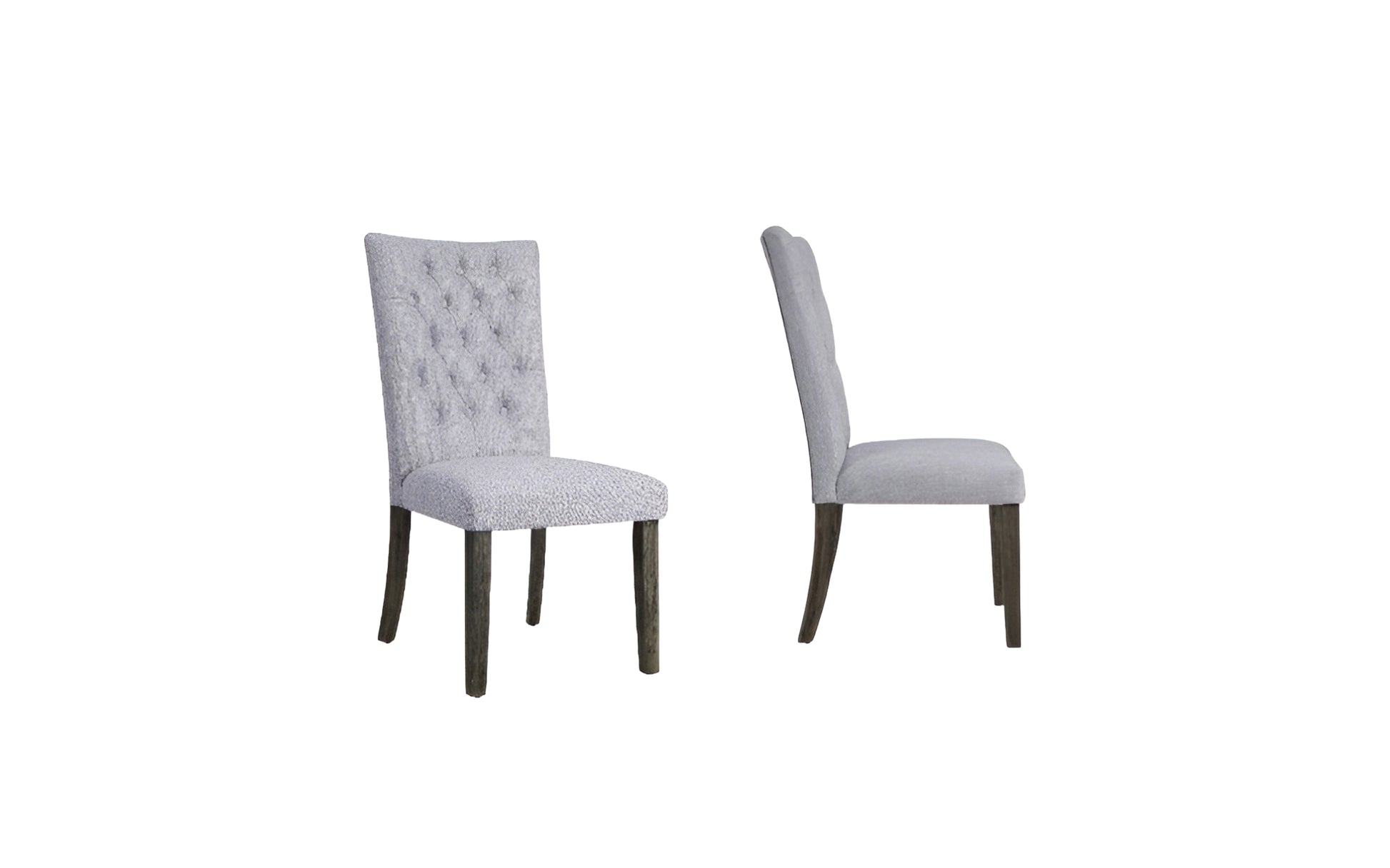 Set of Two Tufted Gray Upholstered Fabric Dining Side Chairs-Dining Chairs-DECOROLALA