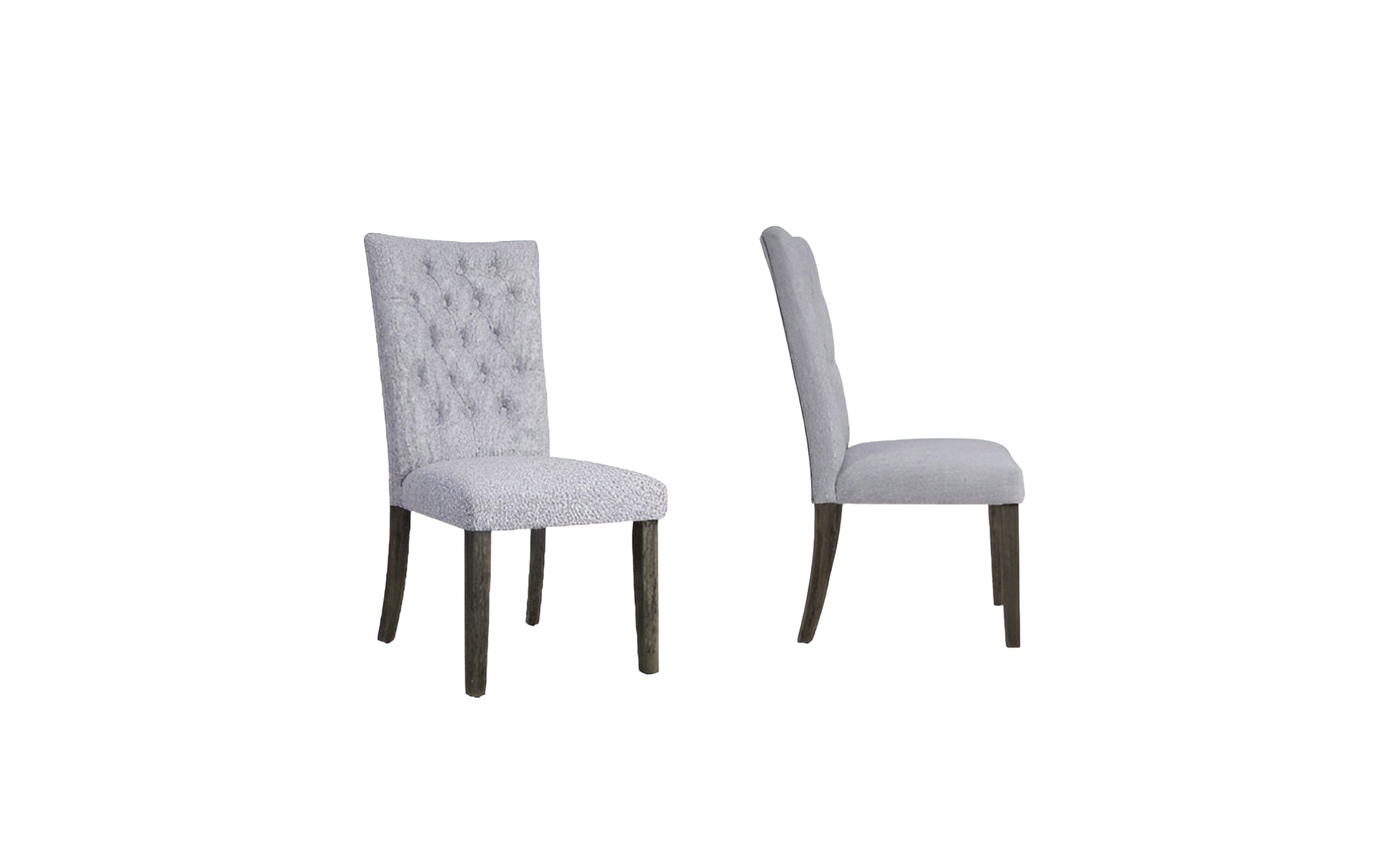 Set of Two Tufted Gray Upholstered Fabric Dining Side Chairs-Dining Chairs-DECOROLALA