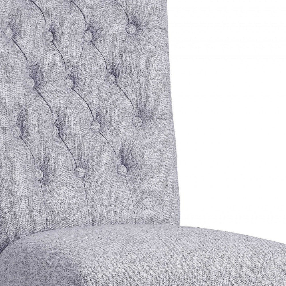 Set of Two Tufted Gray Upholstered Fabric Dining Side Chairs-Dining Chairs-DECOROLALA
