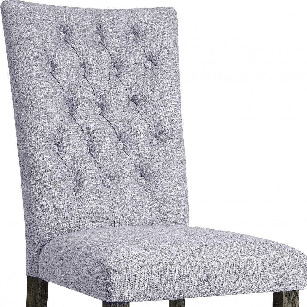 Set of Two Tufted Gray Upholstered Fabric Dining Side Chairs-Dining Chairs-DECOROLALA