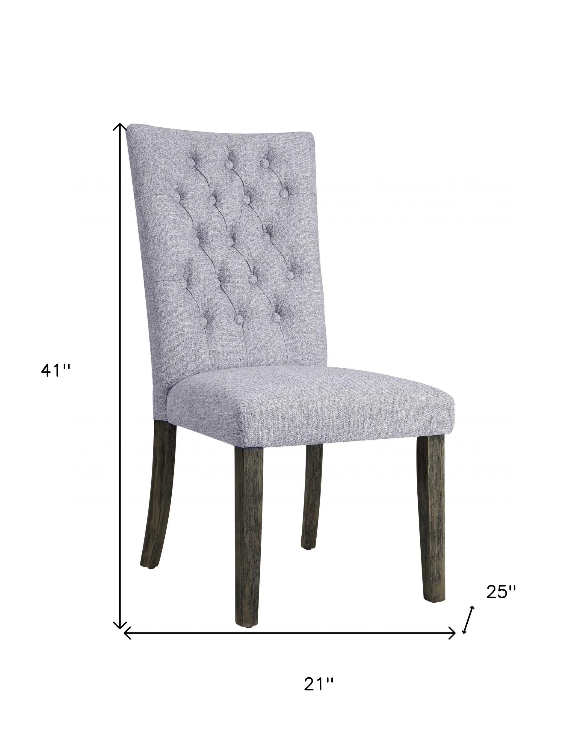 Set of Two Tufted Gray Upholstered Fabric Dining Side Chairs-Dining Chairs-DECOROLALA