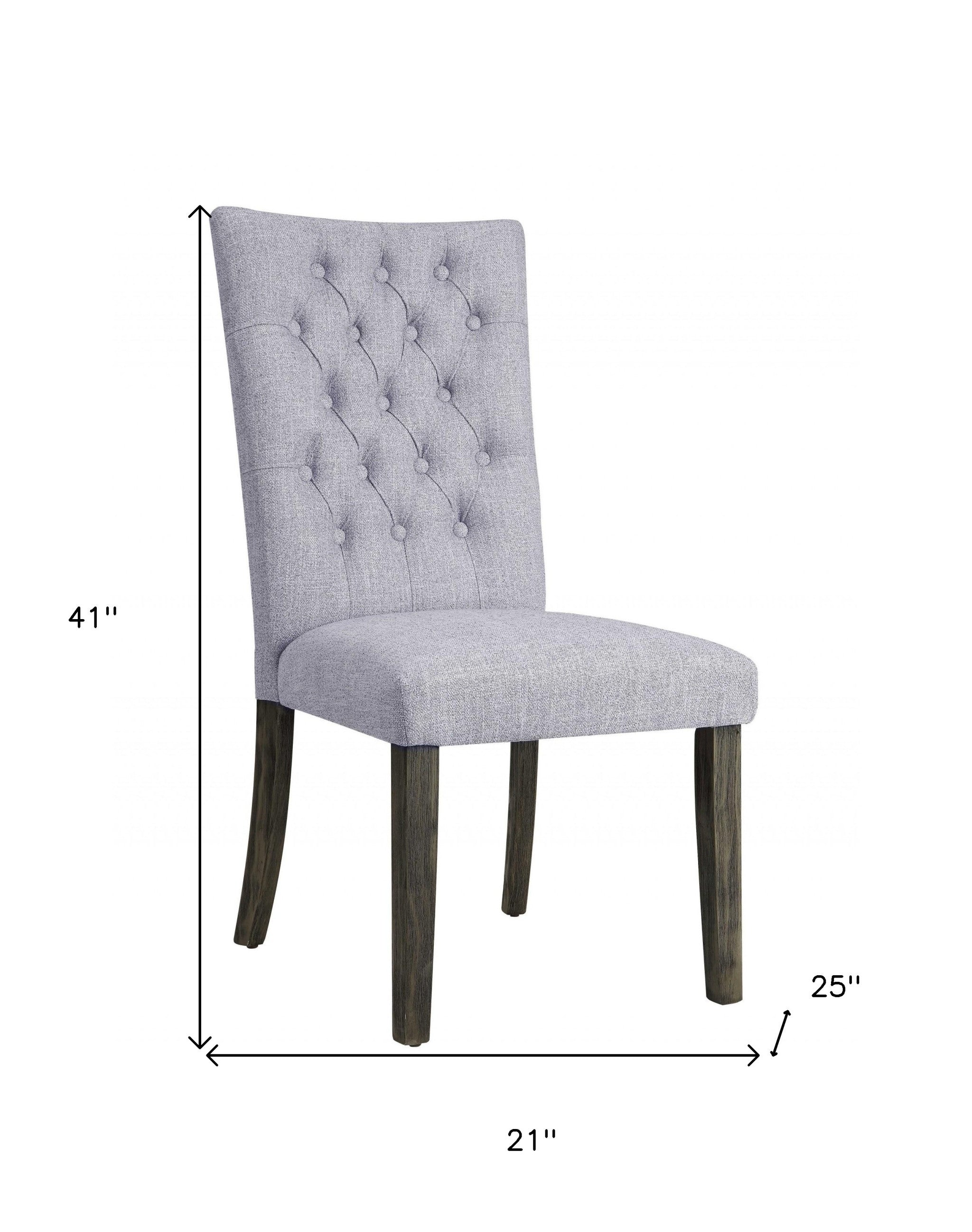 Set of Two Tufted Gray Upholstered Fabric Dining Side Chairs-Dining Chairs-DECOROLALA