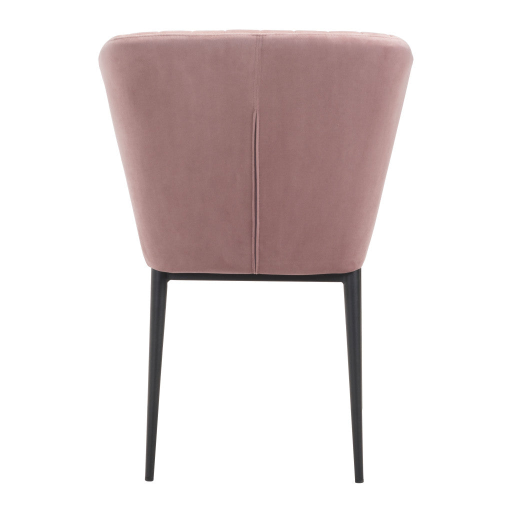 Set of Two Tufted Pink and Black Upholstered Velvet Wing Back Dining Side Chairs-Dining Chairs-DECOROLALA