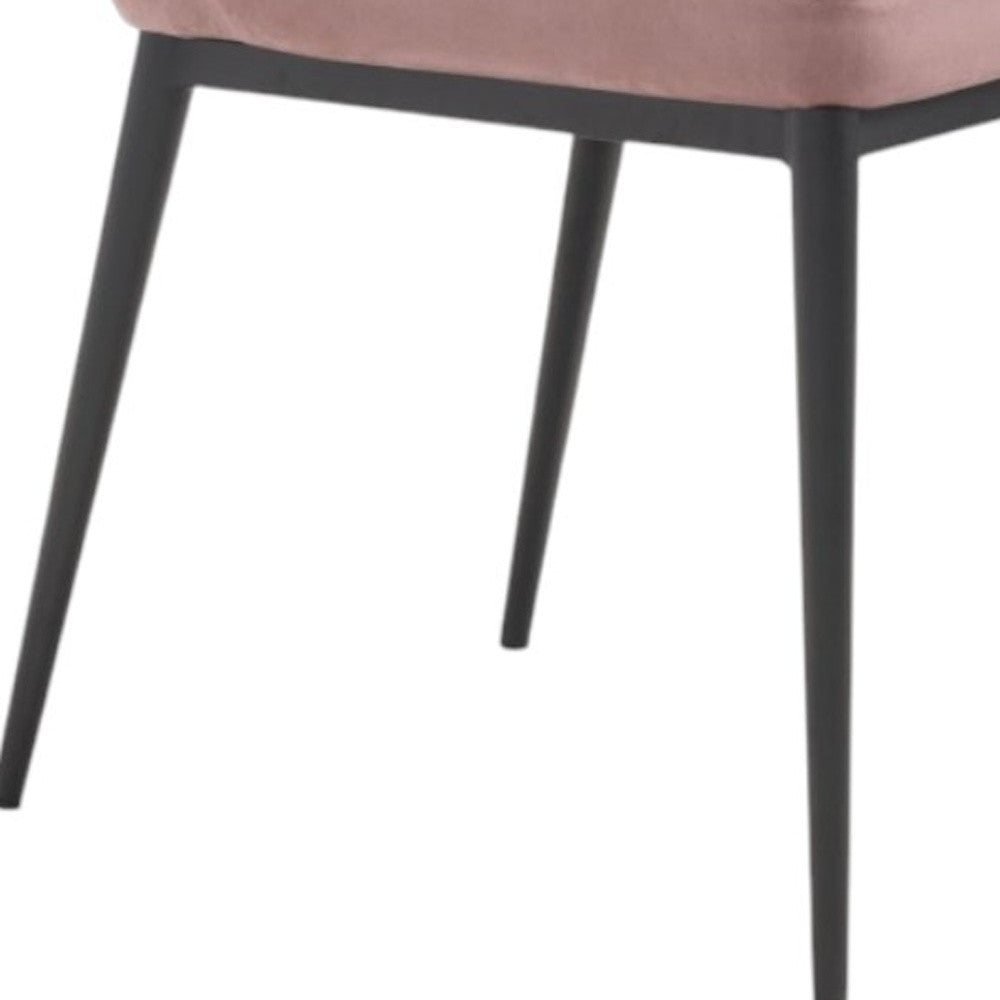 Set of Two Tufted Pink and Black Upholstered Velvet Wing Back Dining Side Chairs-Dining Chairs-DECOROLALA