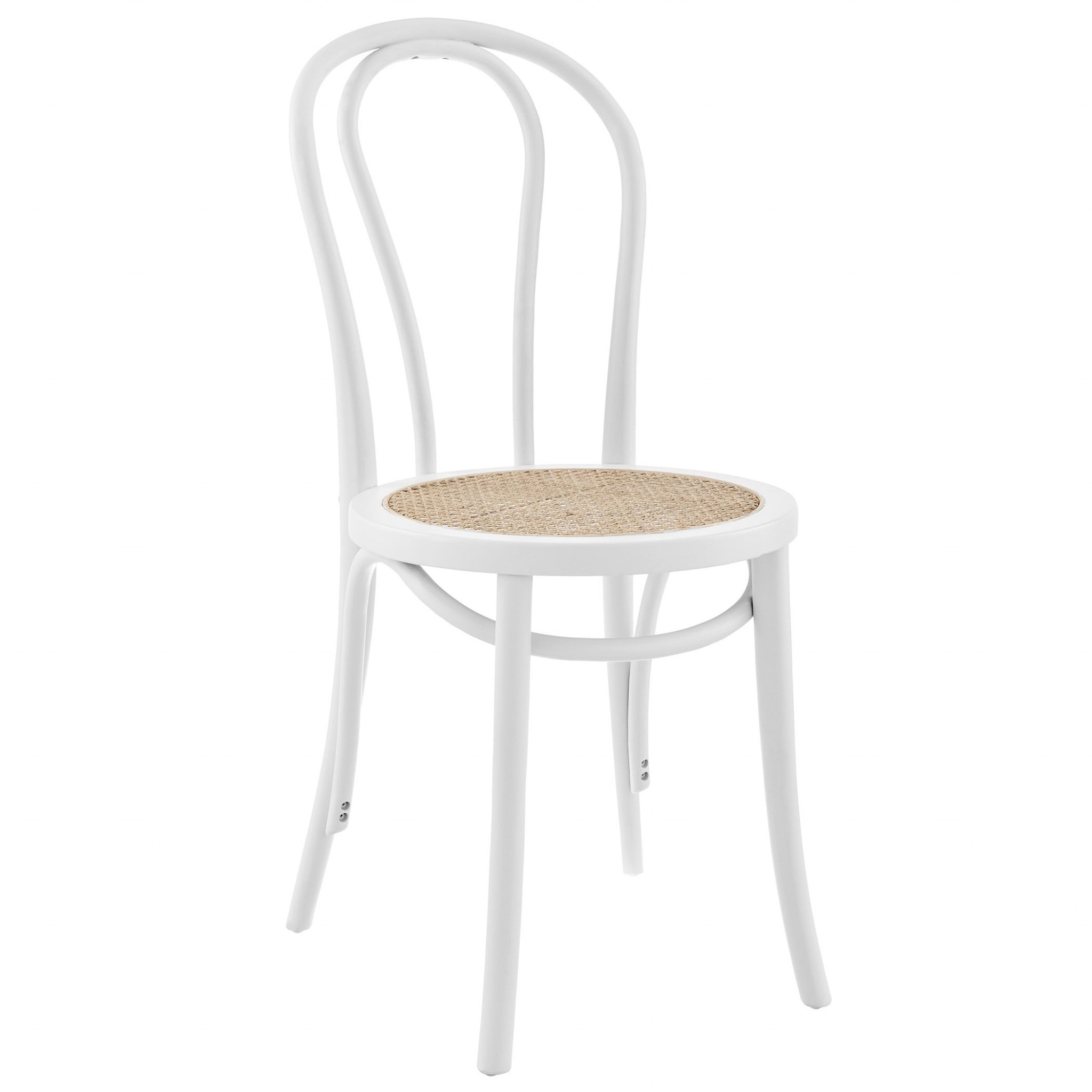 Set of Two Vintage Style White Cane Dining Chairs-Dining Chairs-DECOROLALA