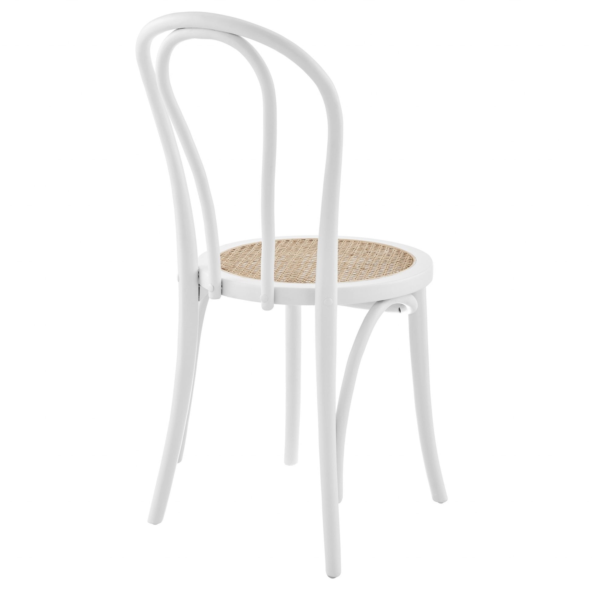 Set of Two Vintage Style White Cane Dining Chairs-Dining Chairs-DECOROLALA