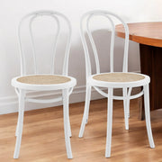 Set of Two Vintage Style White Cane Dining Chairs-Dining Chairs-DECOROLALA