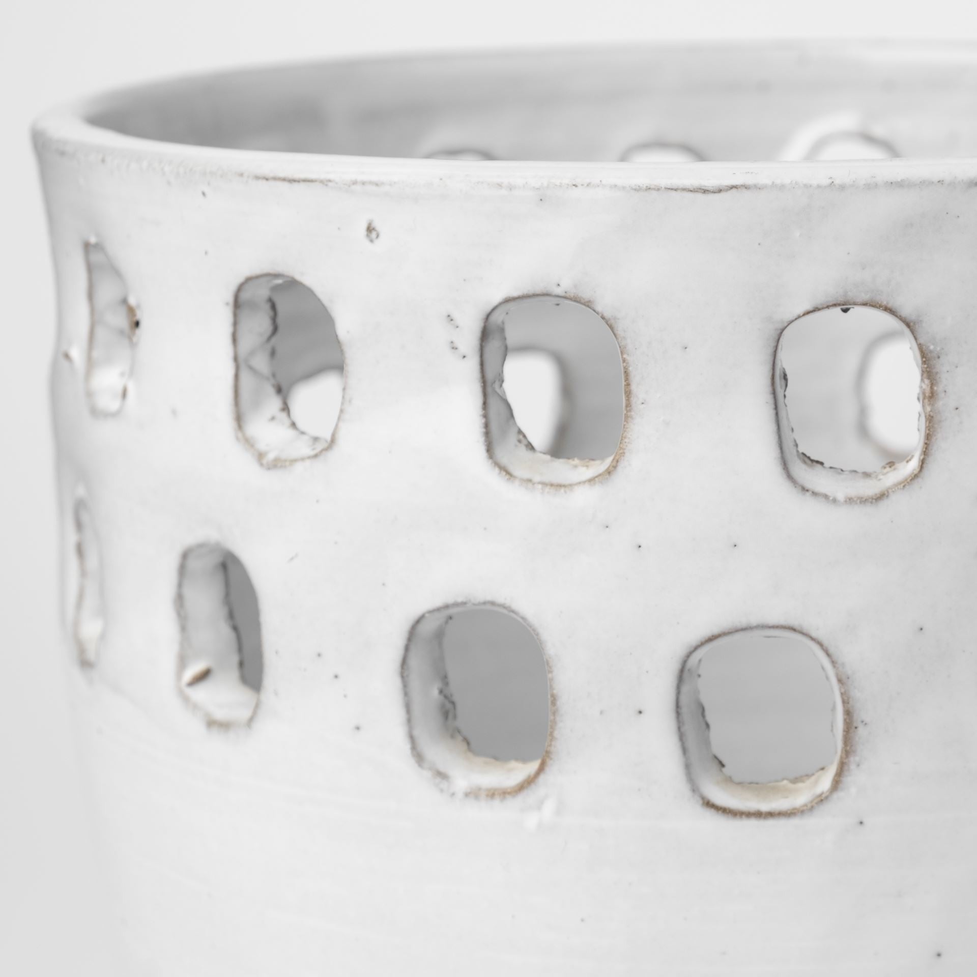 Set of Two White Abstract Cylinder Ceramic Table Vase-Vases-DECOROLALA