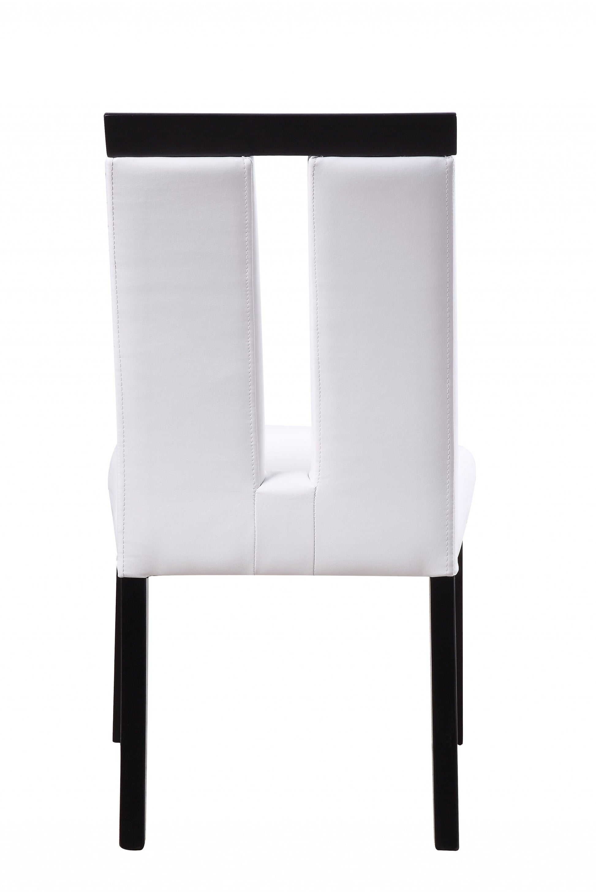 Set of Two White And Black Upholstered Faux Leather Dining Side Chairs-Dining Chairs-DECOROLALA