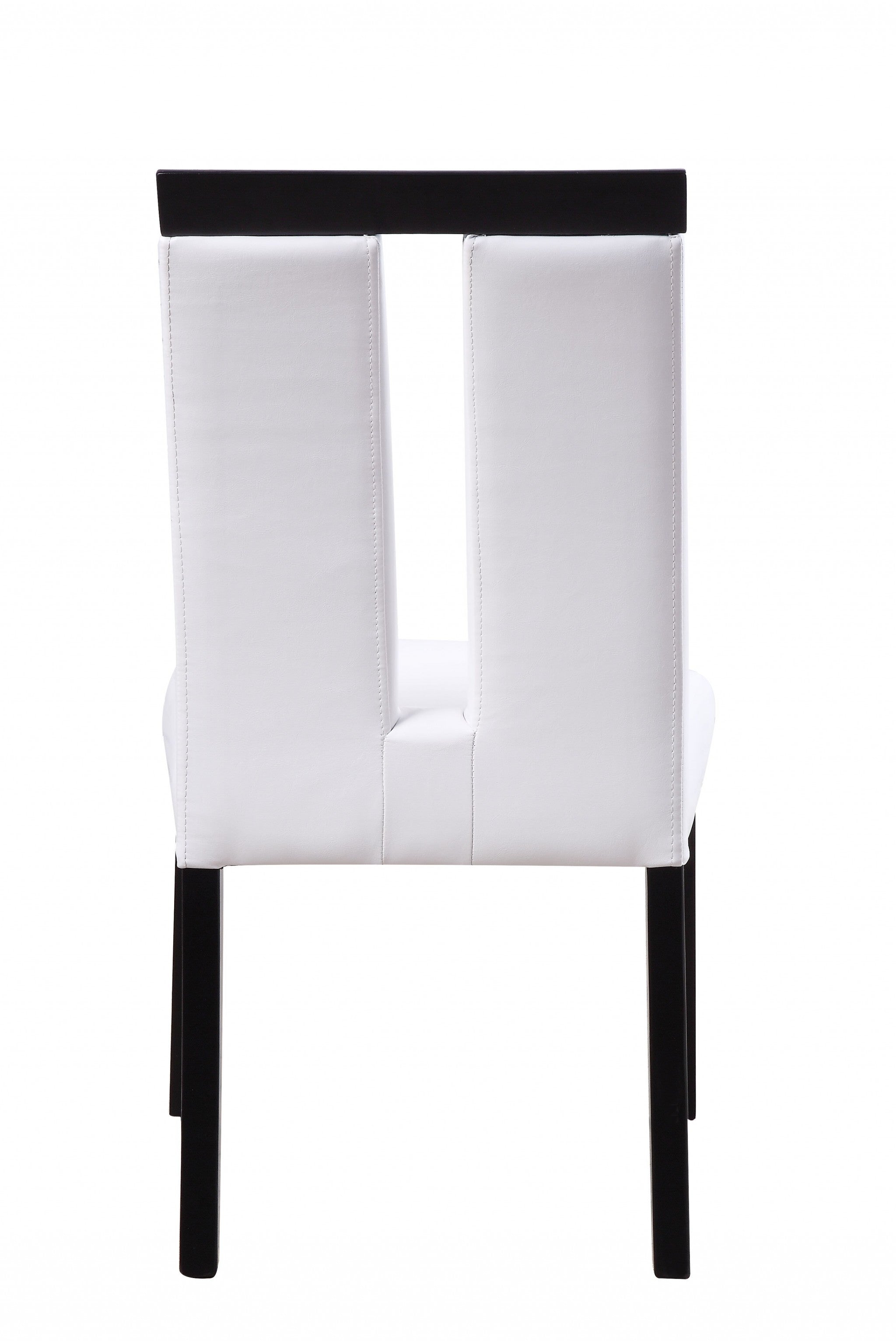 Set of Two White And Black Upholstered Faux Leather Dining Side Chairs-Dining Chairs-DECOROLALA