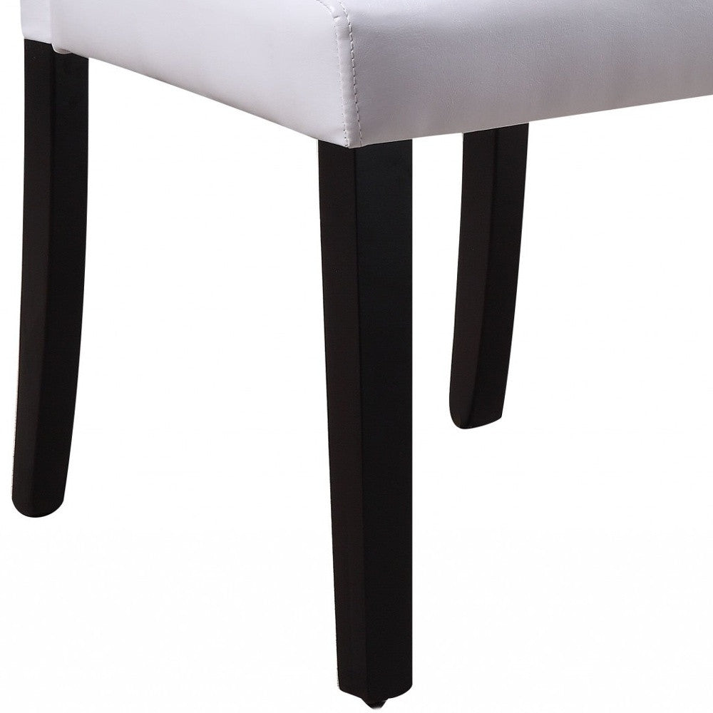 Set of Two White And Black Upholstered Faux Leather Dining Side Chairs-Dining Chairs-DECOROLALA