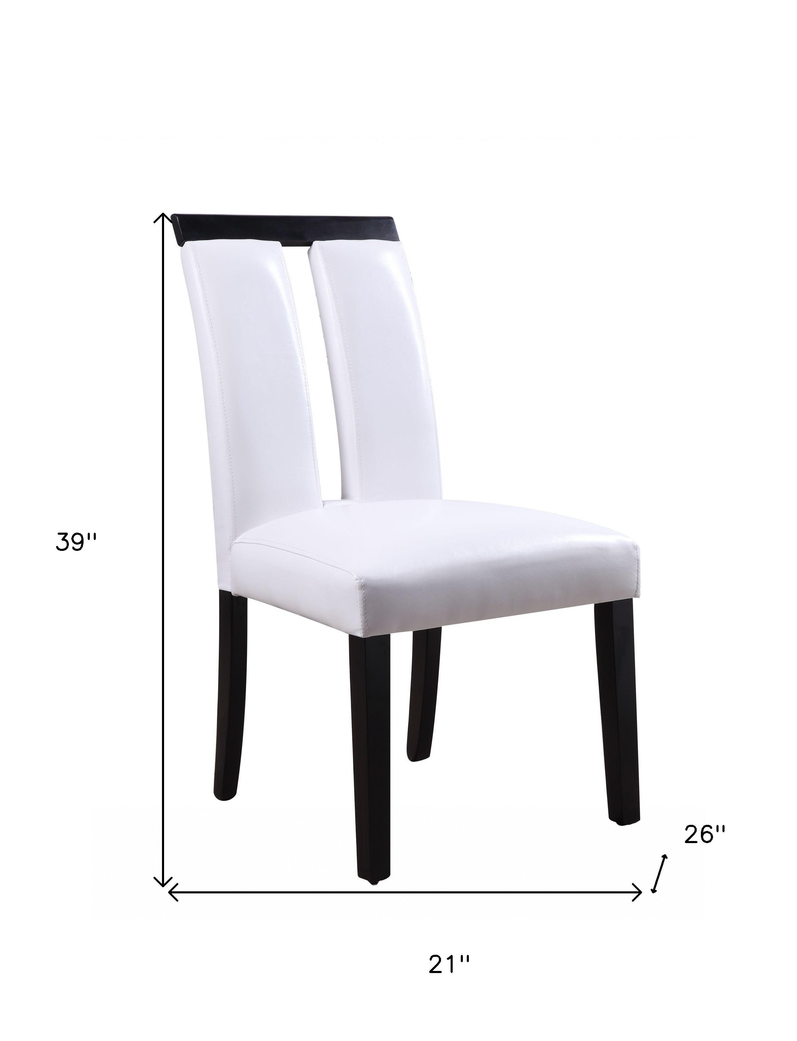 Set of Two White And Black Upholstered Faux Leather Dining Side Chairs-Dining Chairs-DECOROLALA