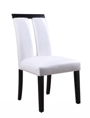 Set of Two White And Black Upholstered Faux Leather Dining Side Chairs-Dining Chairs-DECOROLALA