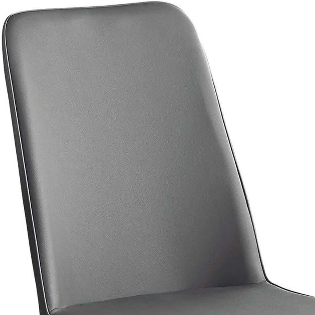 Set of Two White And Silver Upholstered Faux Leather Dining Side Chairs-Dining Chairs-DECOROLALA