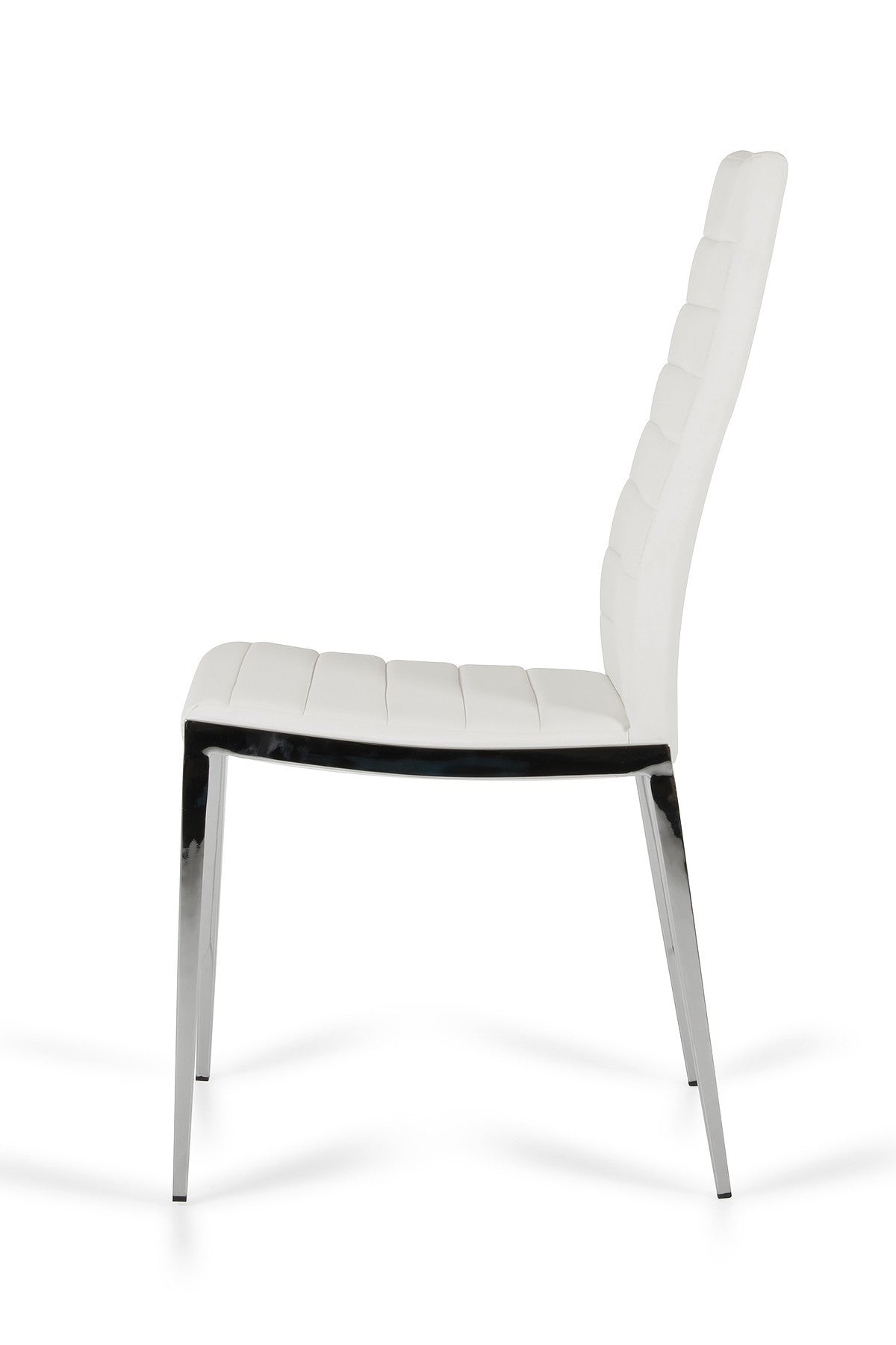 Set of Two White And Silver Upholstered Faux Leather Dining Side Chairs-Dining Chairs-DECOROLALA