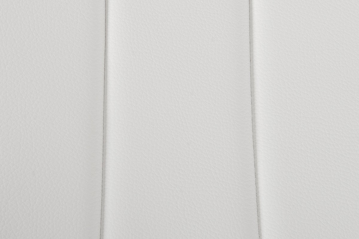 Set of Two White And Silver Upholstered Faux Leather Dining Side Chairs-Dining Chairs-DECOROLALA