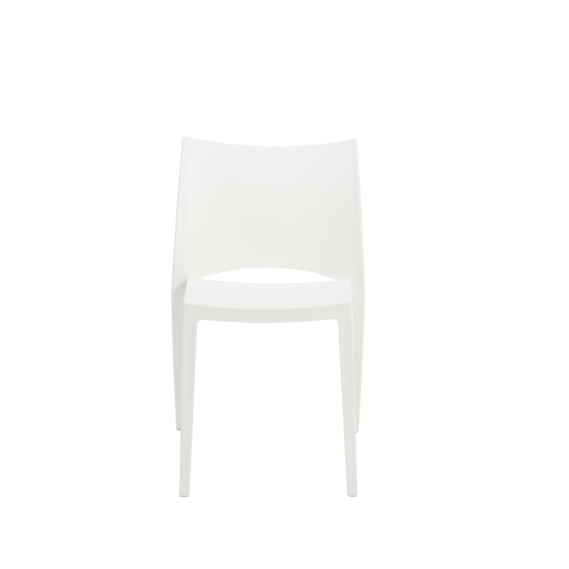 Set of Two White Heavy Duty Plastic Outdoor Stacking Dining Chairs-Outdoor Chairs-DECOROLALA