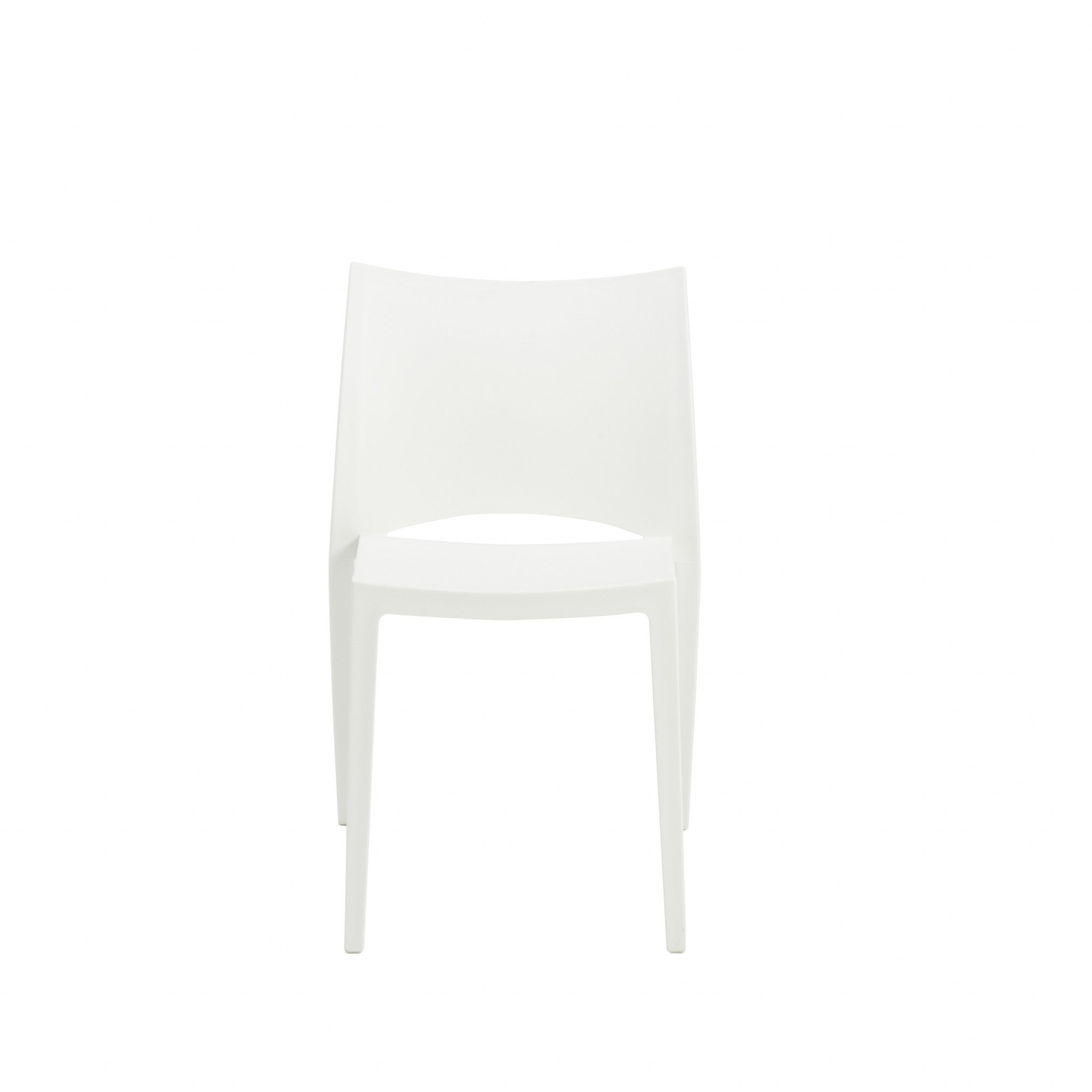 Set of Two White Heavy Duty Plastic Outdoor Stacking Dining Chairs-Outdoor Chairs-DECOROLALA