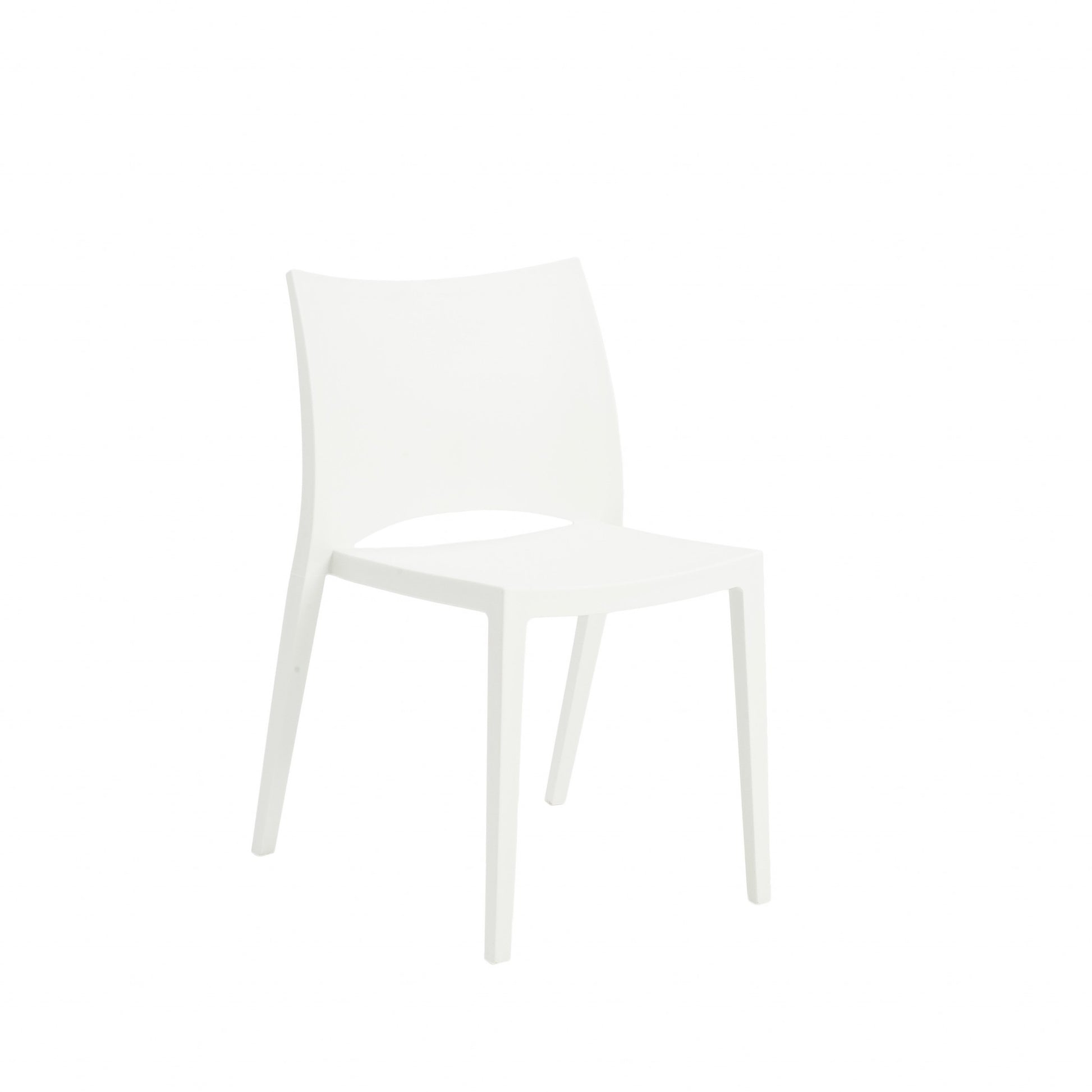 Set of Two White Heavy Duty Plastic Outdoor Stacking Dining Chairs-Outdoor Chairs-DECOROLALA